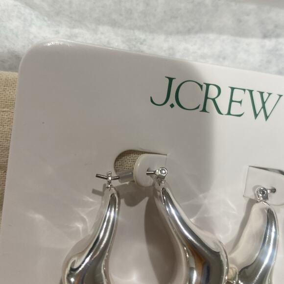 J Crew shiny matte silver Lightweight sculpted hoop earrings - Picture 9 of 9